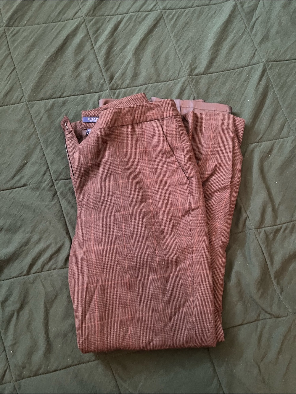 Chaps women’s Rust Plaid Dress Pants - Subtle Check